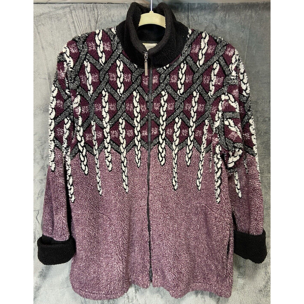 Vintage Duffel Outdoor Womens Shaggy Cottagecore Icicle Fleece Thick Jacket S XL